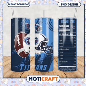 Titans Fan Tumbler with Nutrition Facts, Perfect for Game Day Use