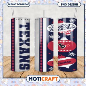 Texas Texans Holiday Tumbler Design, Perfect for Festive Cheer