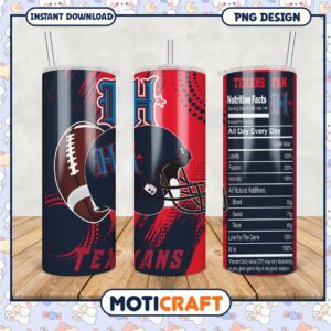 Texans Fan Tumbler with Football Design, Perfect for Game Day Drinks