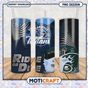 Tennessee Titans tumbler design for fans, ride or die spirit included