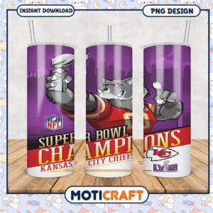 Super Bowl Champions Kansas City Chiefs tumbler PNG design, perfect for fans
