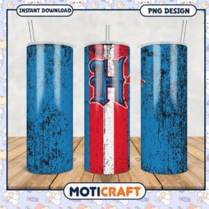 Stylish Tumbler with Distressed Blue and Red Design, Perfect for Everyday Use