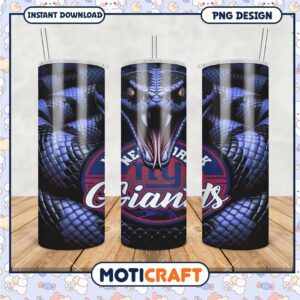 Stylish New York Giants Tumbler PNG, featuring striking snake design
