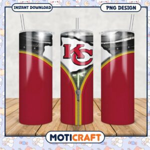 Stylish KC Chiefs Zipper Design Tumbler, Perfect for Game Days