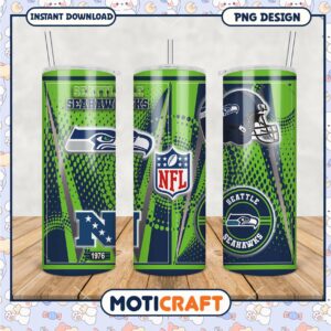 Seattle Seahawks Tumbler PNG design for NFL fans, vibrant colors and team logo