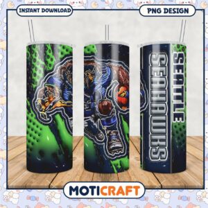 Seattle Seahawks tumbler design, vibrant colors for fans everywhere