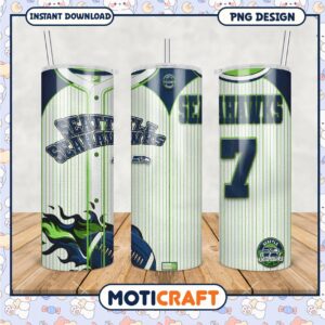 Seattle Seahawks tumbler design with jersey style, perfect for fans