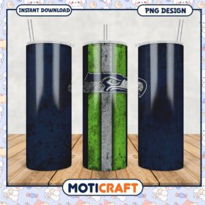 Seattle Seahawks tumbler design features bold colors, perfect for fans