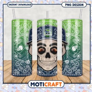 Seattle Seahawks Skull Tumbler Design, Perfect for Game Day Use