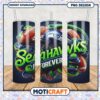 Seahawks Forever tumbler with football design, perfect for fans 1 Seahawks Forever tumbler with football design, perfect for fans