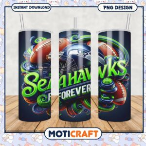 Seahawks Forever tumbler with football design Seahawks Forever tumbler with football design