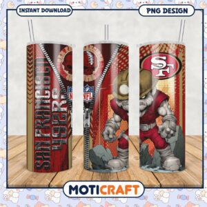 San Francisco 49ers tumbler design features bold graphics, perfect for fans