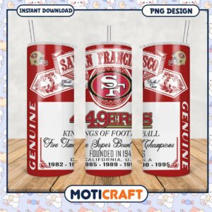San Francisco 49ers tumbler cup design, perfect for fans and gifts