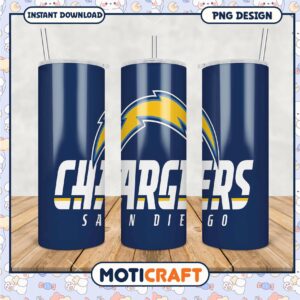 San Diego Chargers Tumbler PNG Design for Fans, Perfect Gift Idea