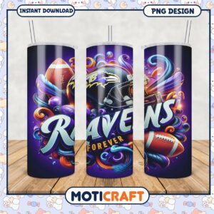 Ravens themed tumbler with football design for fans, stylish and durable