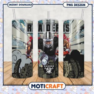 Raiders tumbler design with bold graphics, perfect for fans
