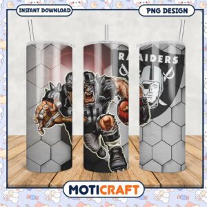 Raiders themed tumbler design for sports fans, perfect for gifts and collectibles