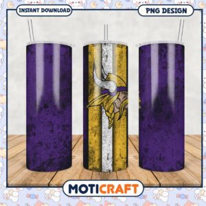Purple and Gold Viking Tumbler PNG, Perfect for Sports Fans
