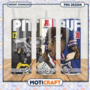 Pittsburgh Steelers vs Buffalo Bills tumbler design, perfect gift idea