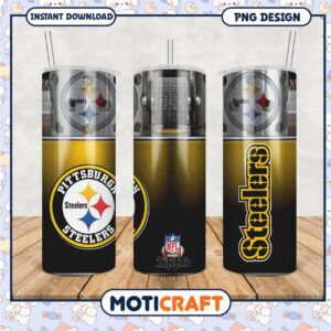 Pittsburgh Steelers tumbler for fans of the NFL, stylish gold design