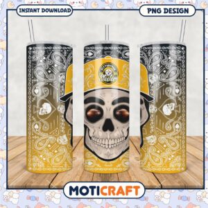 Pittsburgh Steelers Skull Tumbler, stylish design for fans and gifts