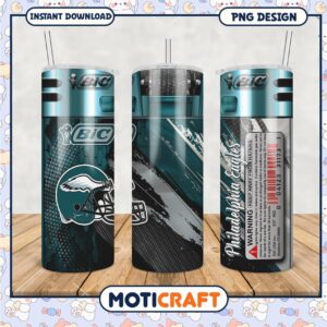 Philadelphia Eagles tumbler design features team logo and colors, perfect for fans and collectors