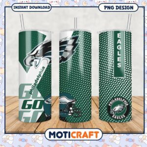 Philadelphia Eagles tumbler design features iconic logo, stay hydrated in style with this fan favorite.