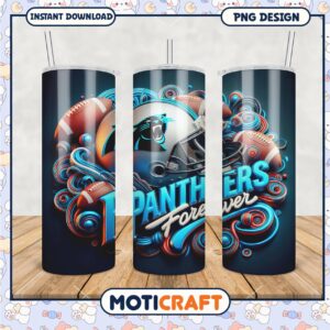 Panthers Forever tumbler design for football fans, vibrant colors and graphics