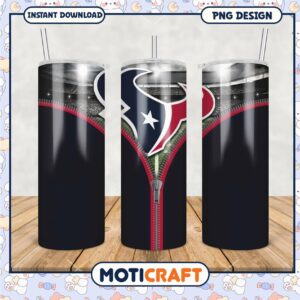 NFL Houston Texans tumbler cup design, unique zippered graphic style