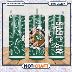 New York Jets tumbler PNG for sports fans, vibrant football design