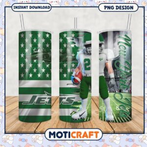 New York Jets tumbler design, perfect for game day fans