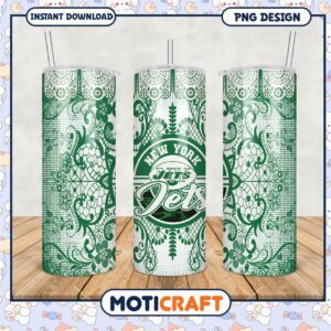 New York Jets tumbler design with floral pattern, perfect for fans