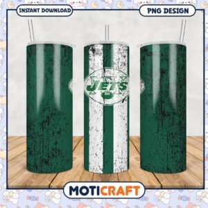 New York Jets Tumbler Design in Green and White, Perfect for Fans