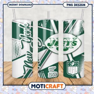 New York Jets tumbler cup design, perfect for football fans