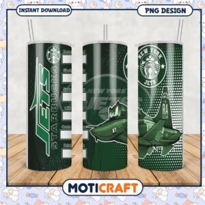 New York Jets tumbler cup design, perfect for fans of football