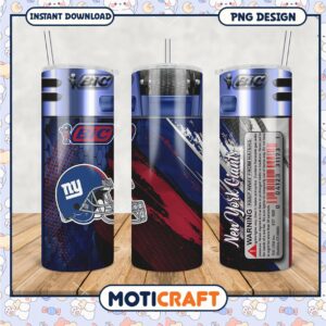 New York Giants tumbler with straw, bold team colors and design