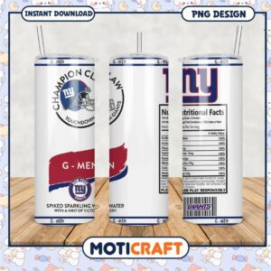 New York Giants tumbler with nutritional facts, perfect for fans