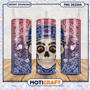 New York Giants tumbler design, cool skull and paisley pattern