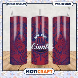 New York Giants tumbler design in vibrant red and blue, perfect for fans