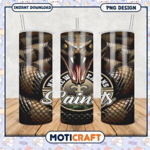 New Orleans Saints tumbler with snake design, stylish and durable