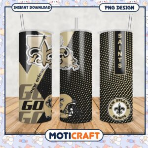 New Orleans Saints tumbler design for fans, perfect for drinks on the go