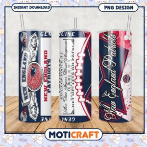 New England Patriots tumbler design, perfect for game day hydration