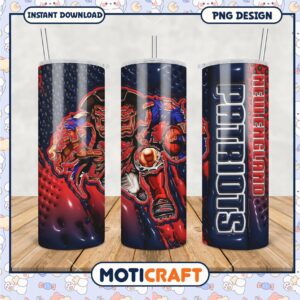 New England Patriots tumbler design, perfect for game day fun