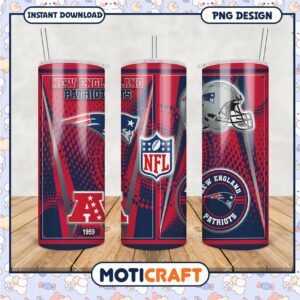 New England Patriots tumbler design for NFL fans, stay hydrated in style