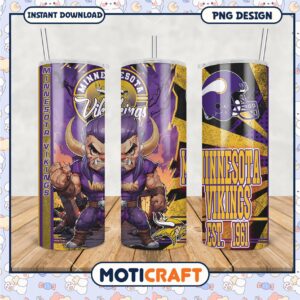Minnesota Vikings tumbler PNG design for fans, bold and vibrant style