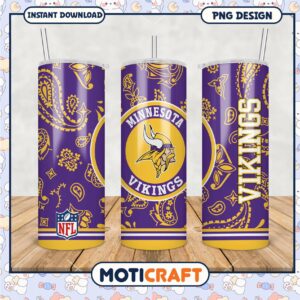 Minnesota Vikings tumbler cup for NFL fans, vibrant design in purple