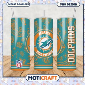 Miami Dolphins Tumbler PNG for NFL Fans, Bright Design for Daily Use