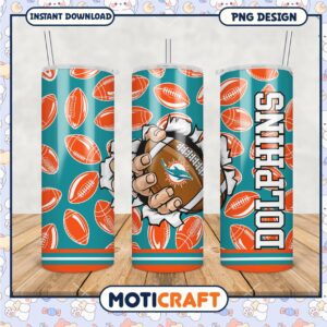Miami Dolphins tumbler design, perfect for game day drinks