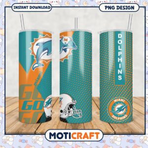 Miami Dolphins tumbler design for sports fans, perfect for hydration