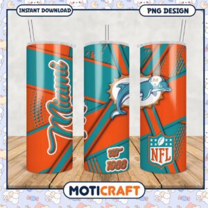 Miami Dolphins tumbler design for fans, vibrant color scheme included